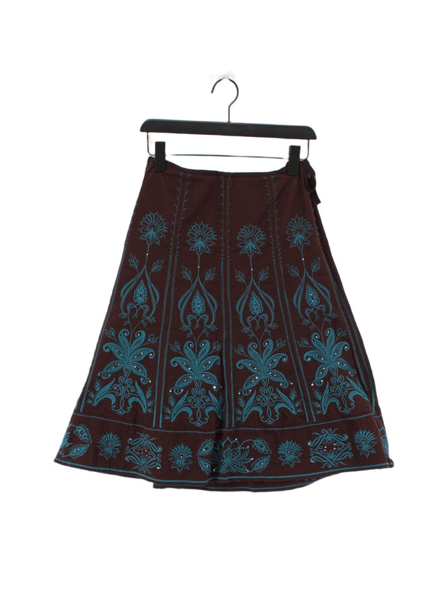 Monsoon Women's Midi Skirt UK 10 Brown 100% Cotton
