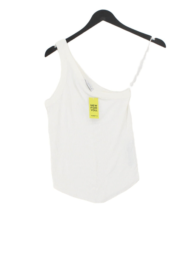Zara Women's T-Shirt S White Viscose with Nylon