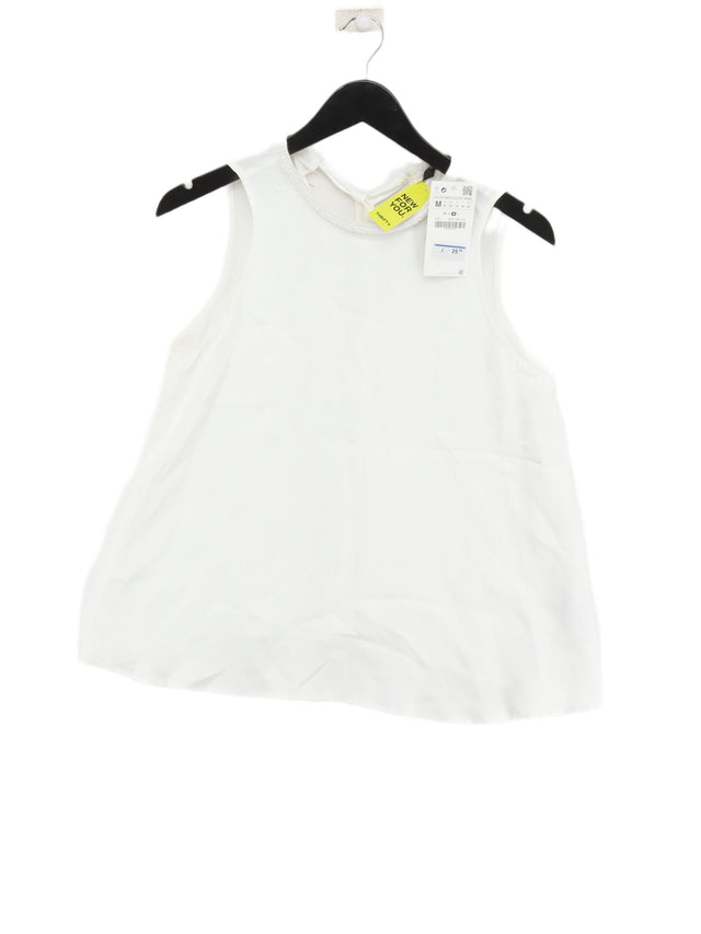 Zara Women's Blouse M White Viscose with Polyester