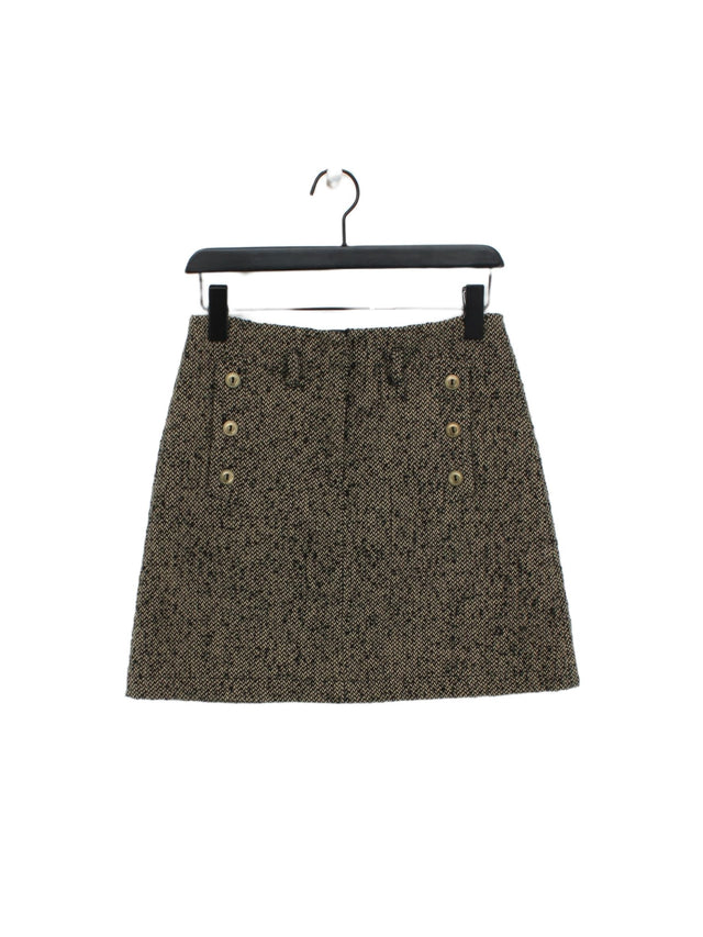 Topshop Women's Midi Skirt UK 10 Brown Polyester with Acrylic, Wool