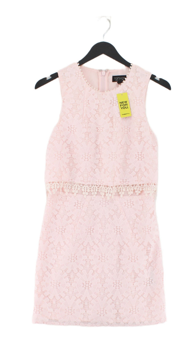 Topshop Women's Midi Dress UK 8 Pink 100% Polyester