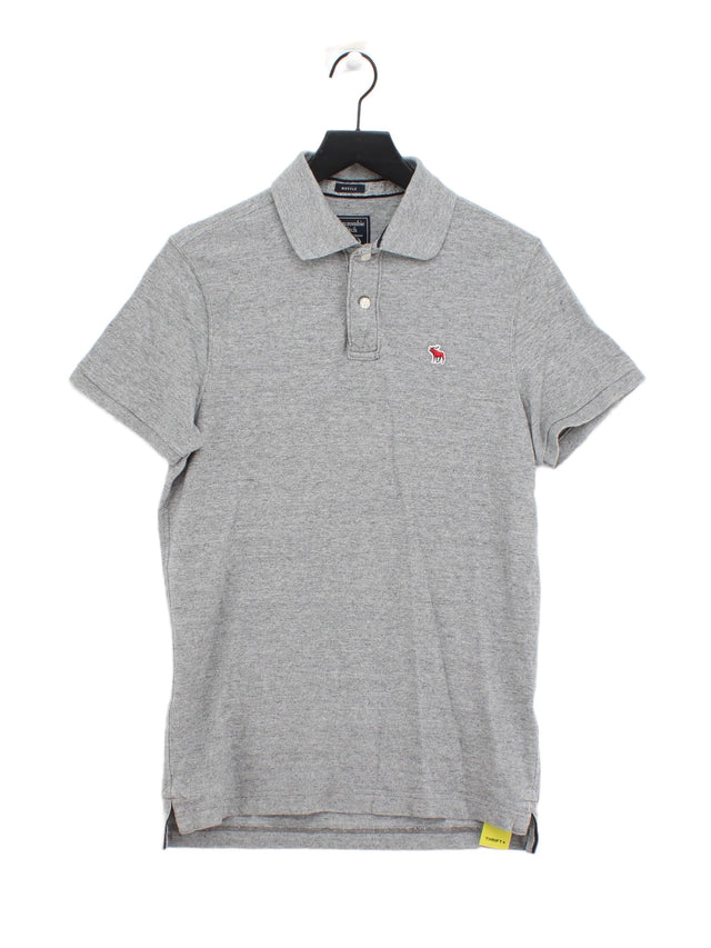 Abercrombie & Fitch Men's Polo L Grey 100% Cotton