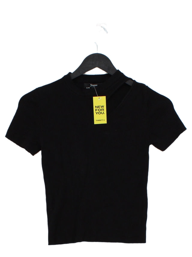 Bershka Women's T-Shirt M Black Viscose with Polyamide