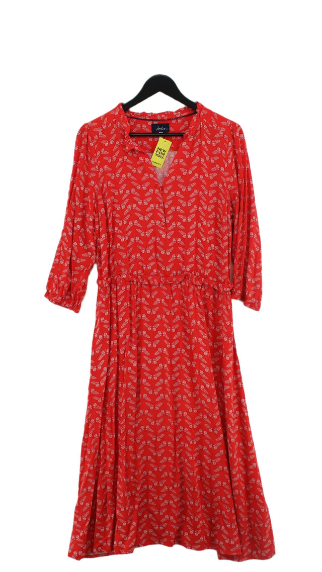 Joules Women's Midi Dress UK 16 Red 100% Viscose