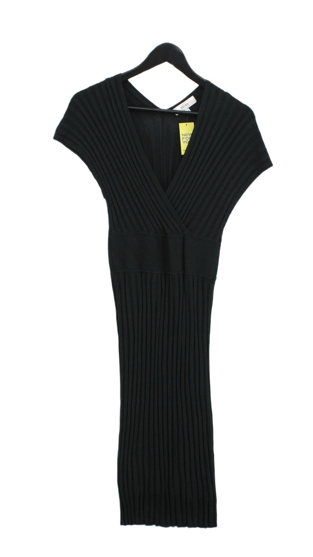 Reiss Women's Midi Dress M Black Viscose with Nylon