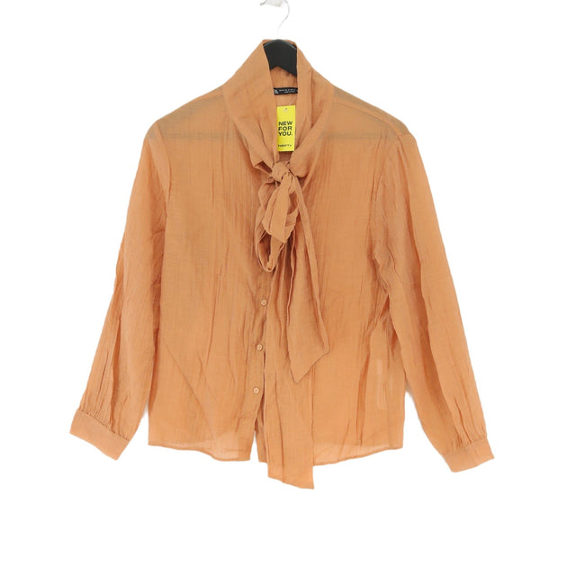 Zara Women's Blouse XS Orange Viscose with Polyamide