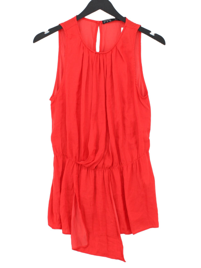 Zara Women's Blouse UK 10 Red 100% Polyester