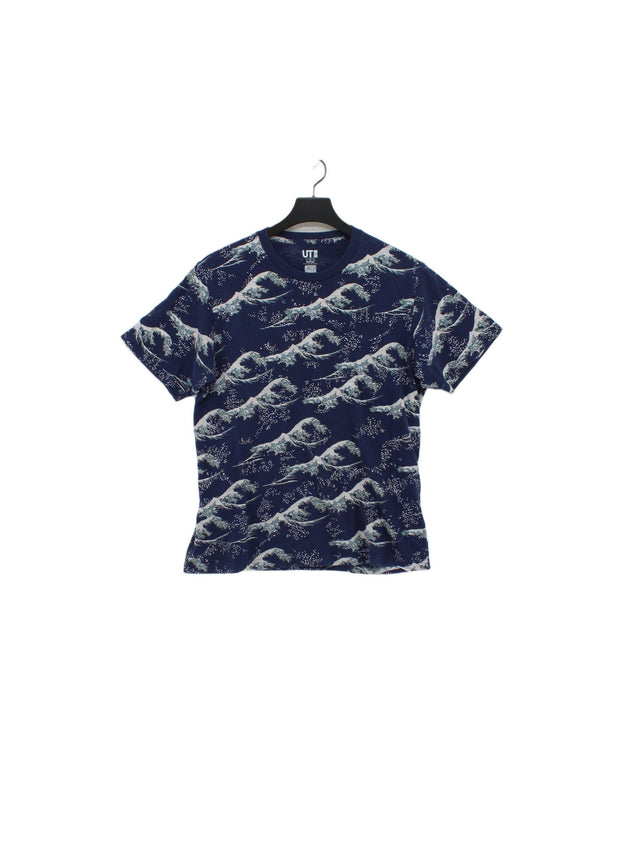 Uniqlo Men's T-Shirt L Blue 100% Cotton