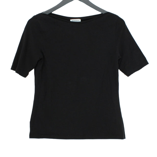 Warehouse Women's T-Shirt UK 12 Black Cotton with Elastane