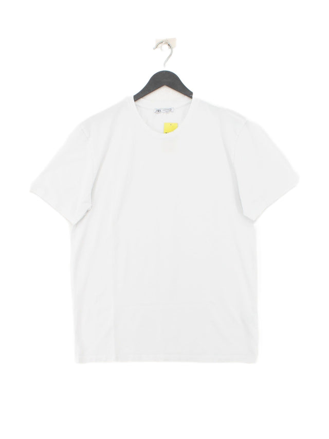 Zara Women's T-Shirt XL White Cotton with Elastane