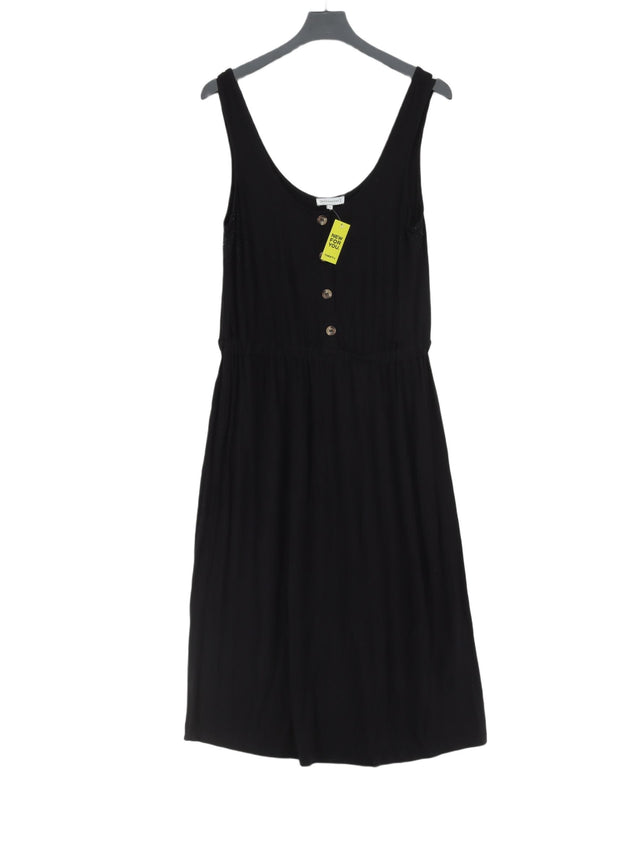 Warehouse Women's Midi Dress UK 14 Black Viscose with Elastane