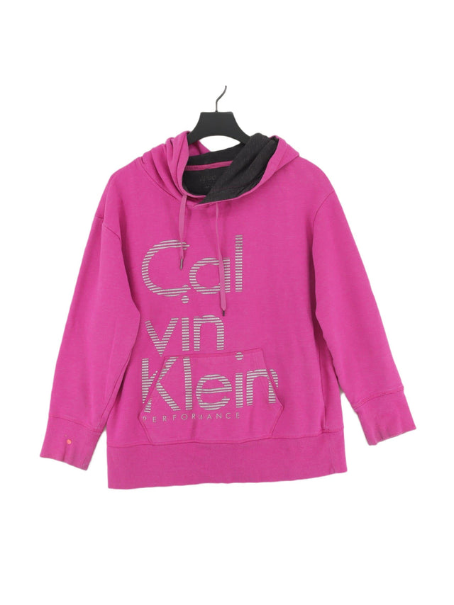 Calvin Klein Women's Hoodie L Purple Cotton with Polyester