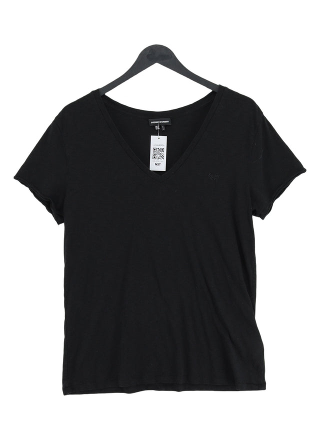 Superdry Women's T-Shirt UK 10 Black Cotton with Lyocell Modal