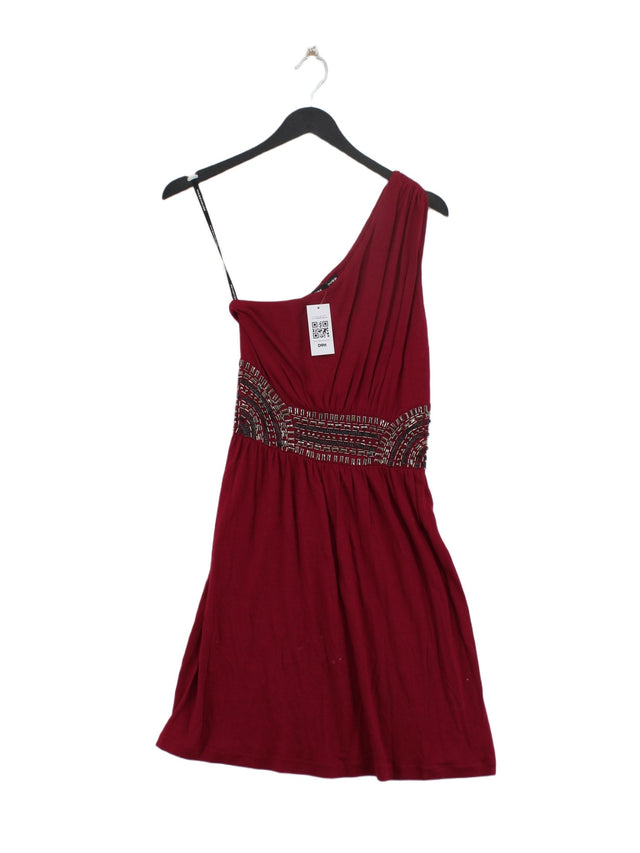 Warehouse Women's Midi Dress UK 8 Red 100% Viscose