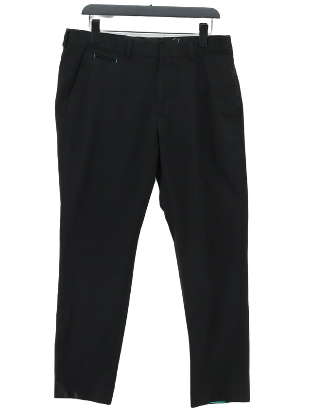 Harry Brown Men's Suit Trousers W 36 in Black Polyester with Viscose