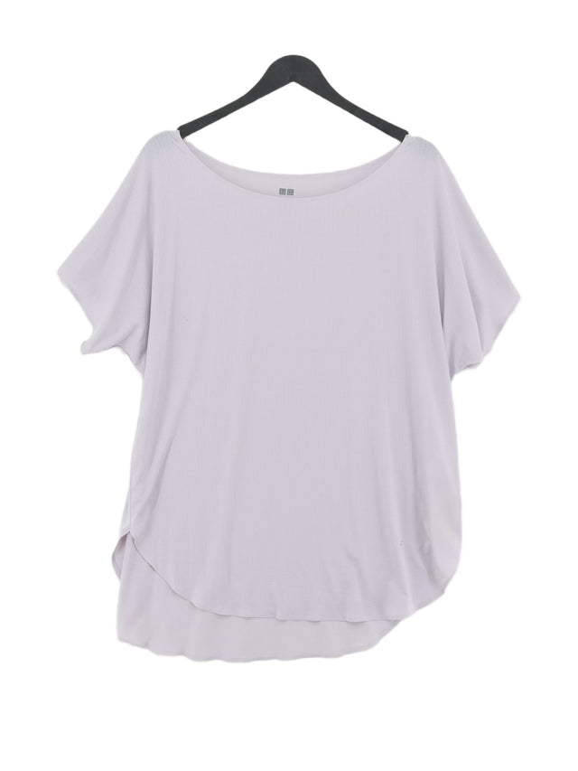 Uniqlo Women's Top L White Polyester with Elastane, Lyocell Modal