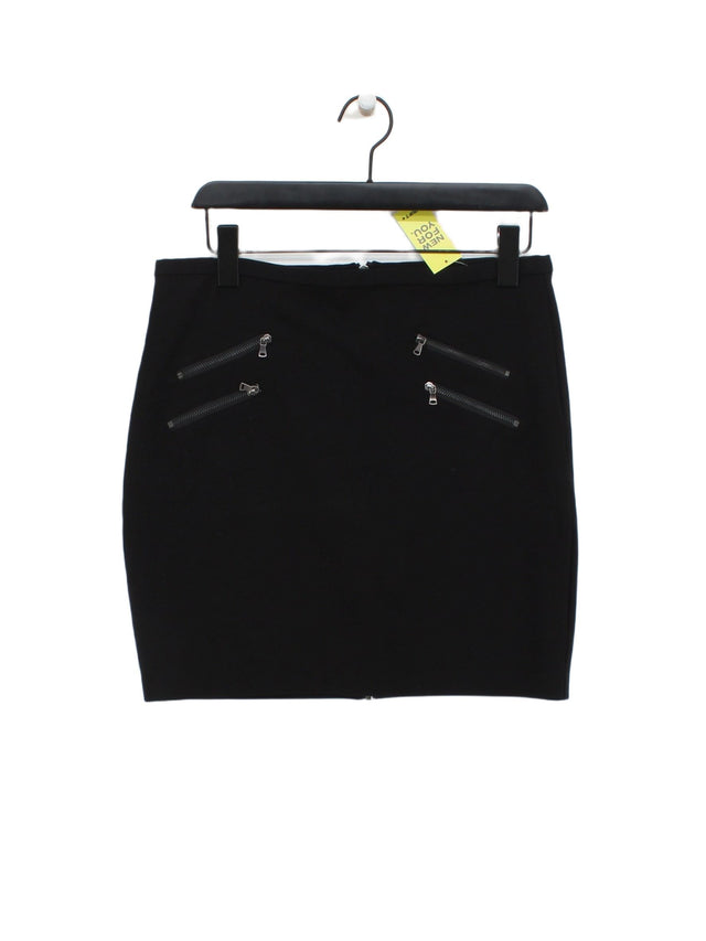 Paige Women's Midi Skirt W 32 in Black Rayon with Elastane, Nylon