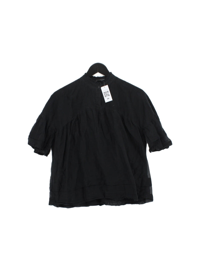 AllSaints Women's Top UK 6 Black Cotton with Silk