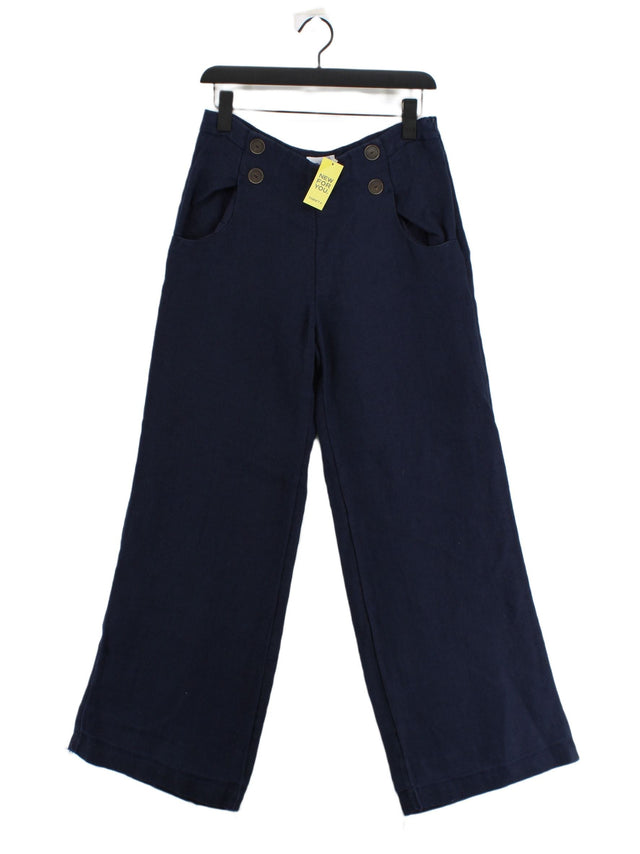 Brora Women's Suit Trousers UK 12 Blue Linen with Cotton