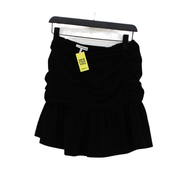 Ganni Women's Midi Skirt W 34 in Black Polyester with Elastane