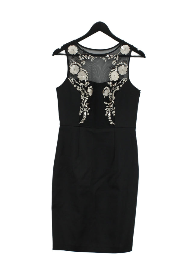 Coast Women's Midi Dress UK 10 Black Polyester with Elastane, Silk