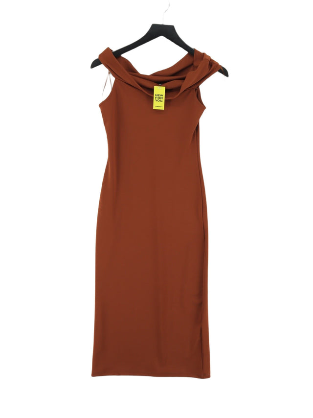 Zara Women's Midi Dress S Brown Polyester with Elastane