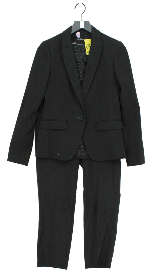 Next Women's Two Piece Suit UK 8 Grey Polyester with Elastane, Viscose
