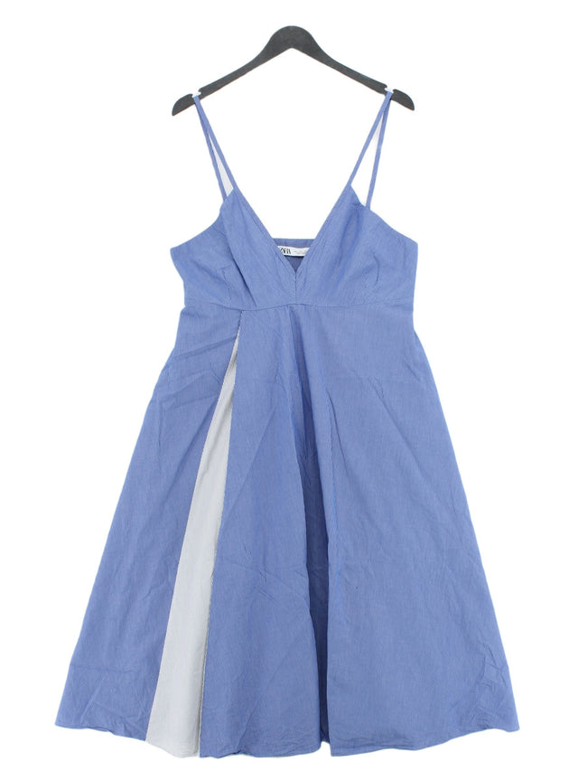 Zara Women's Maxi Dress L Blue 100% Cotton