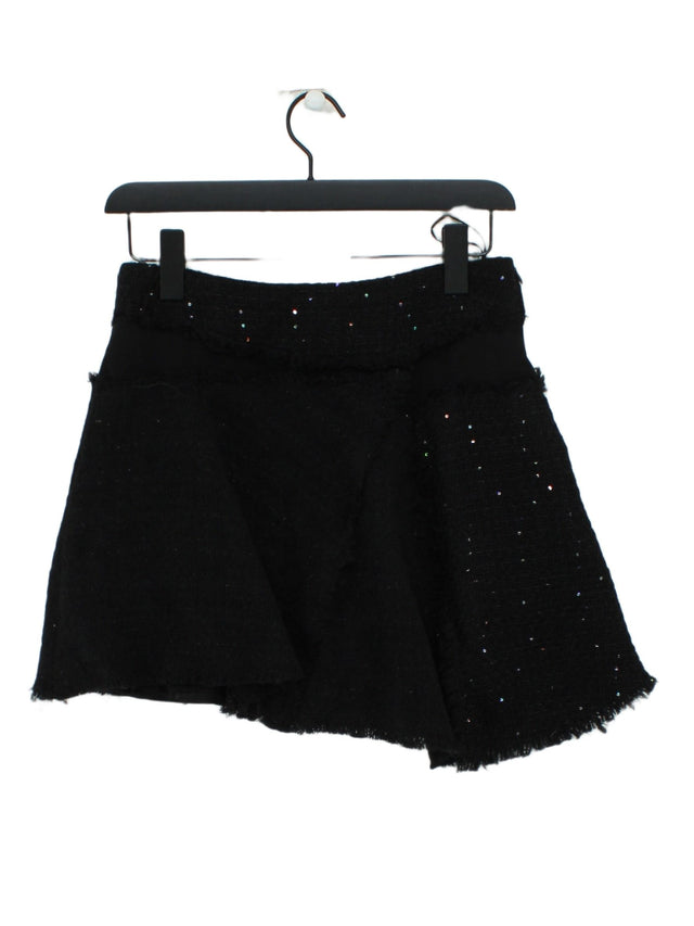 Zara Women's Mini Skirt S Black Acrylic with Cotton, Polyester, Viscose