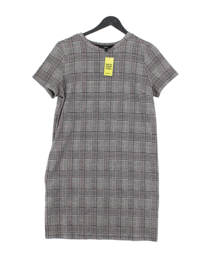 Next Women's Midi Dress UK 12 Grey Polyester with Cotton, Elastane, Viscose