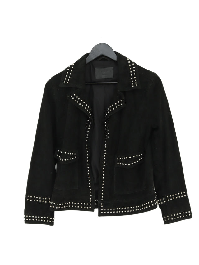 AllSaints Women's Blazer M Black Leather with Other, Polyester
