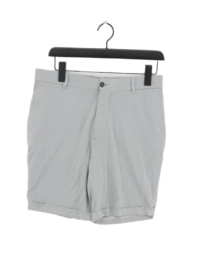 Zara Men's Shorts W 34 in Grey Viscose with Elastane, Polyester