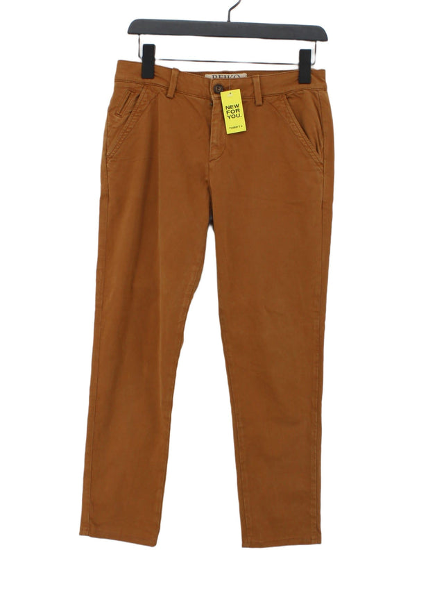Reiko Women's Trousers W 28 in Brown Cotton with Elastane