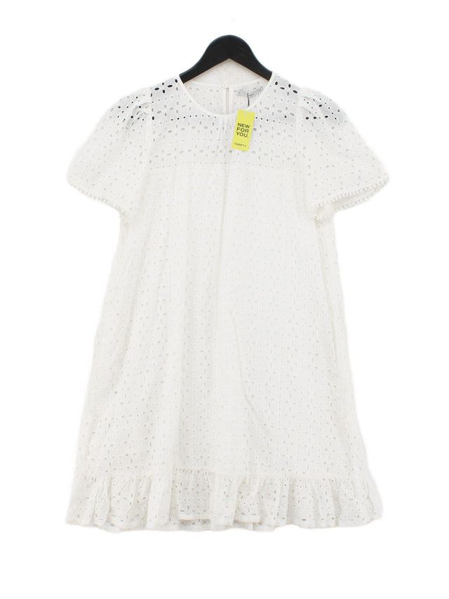 MNG Women's Midi Dress M White 100% Cotton