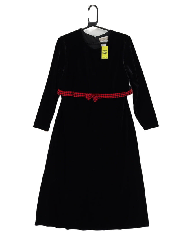 Vintage Coldwater Creek Women's Midi Dress M Black Polyester with Spandex