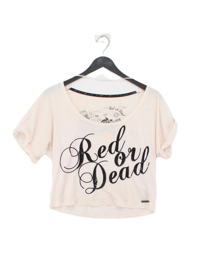 Red Or Dead Women's Top UK 10 Cream Lyocell Modal with Cotton