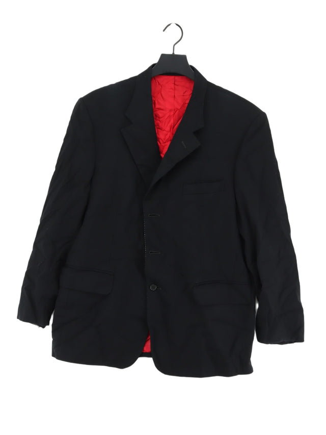 Crombie Men's Blazer Chest: 42 in Black Wool with Cashmere