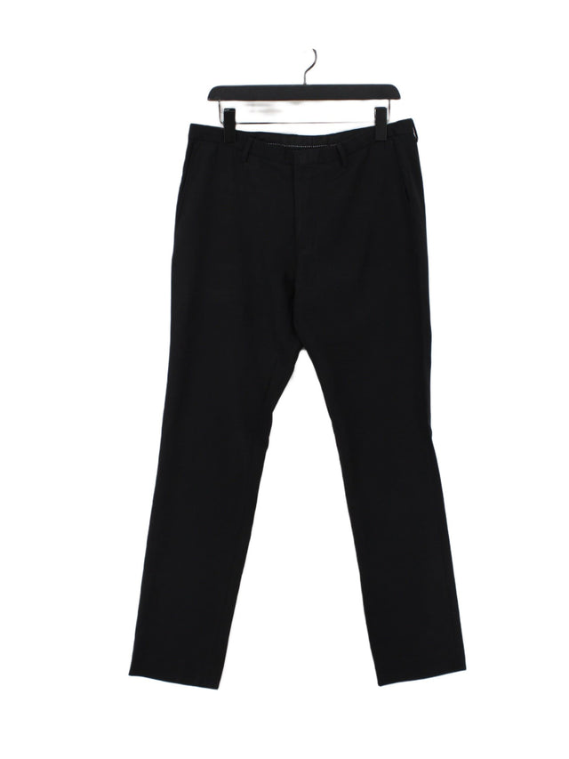 Burton Men's Suit Trousers W 34 in Black Polyester with Viscose