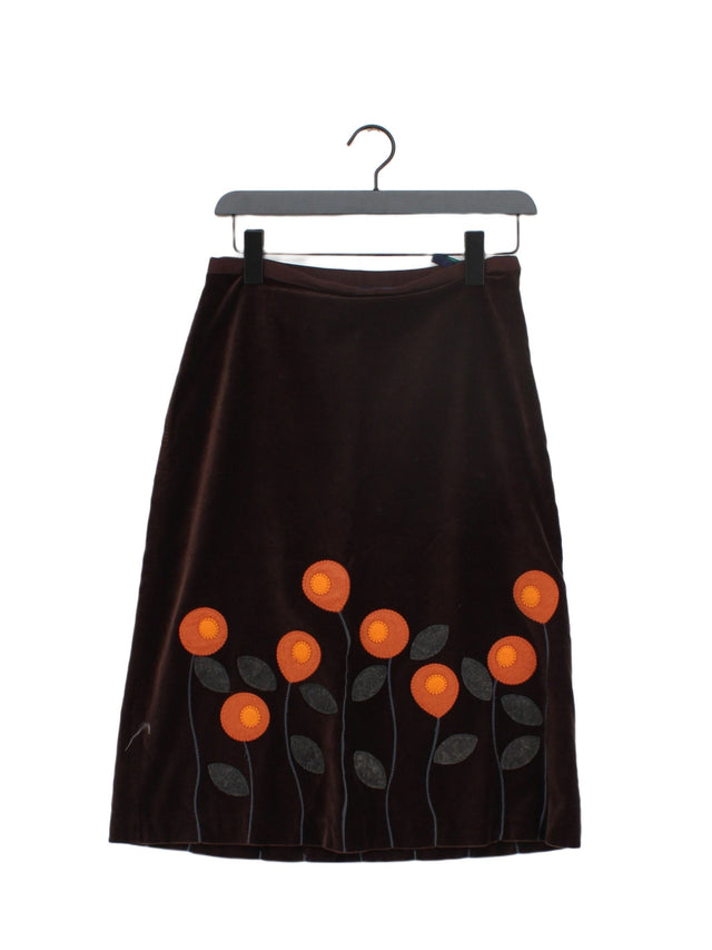 Boden Women's Midi Skirt UK 8 Brown Cotton with Other