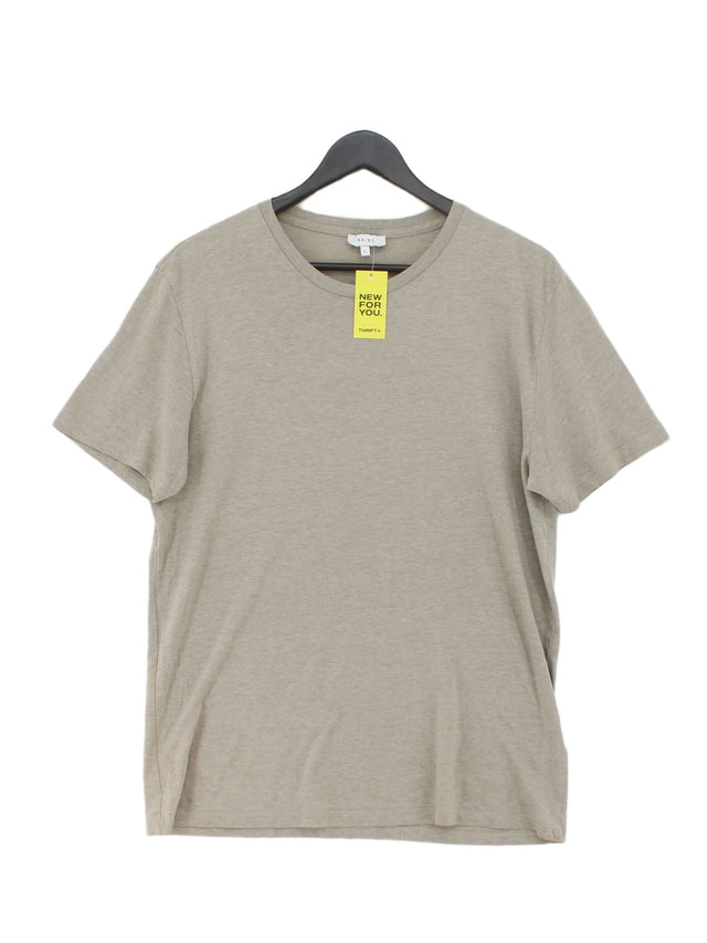 Reiss Women's T-Shirt L Grey Cotton with Polyester