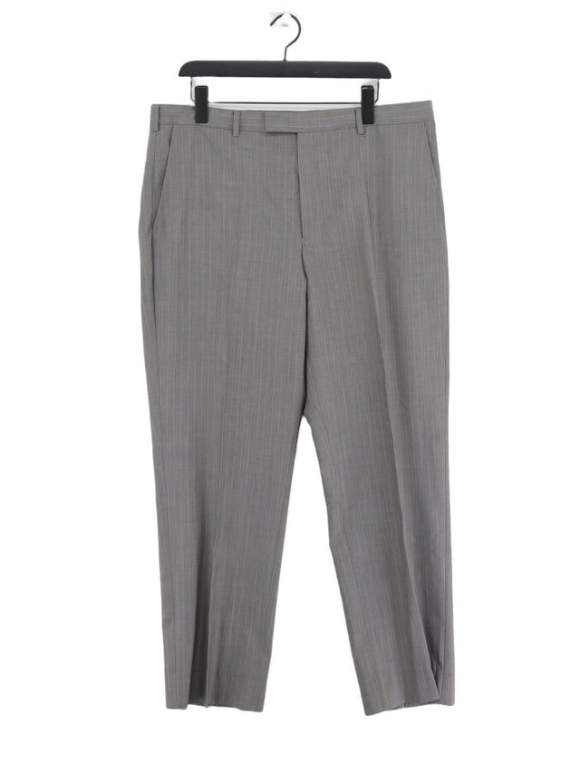 Linea Men's Suit Trousers W 38 in Grey Wool with Polyester