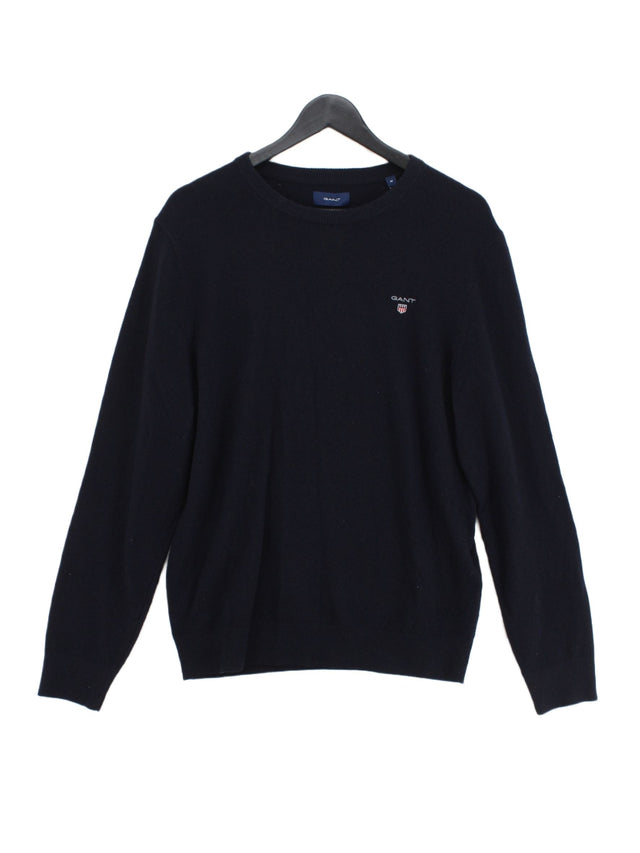 Gant Men's Jumper M Blue Wool with Polyamide