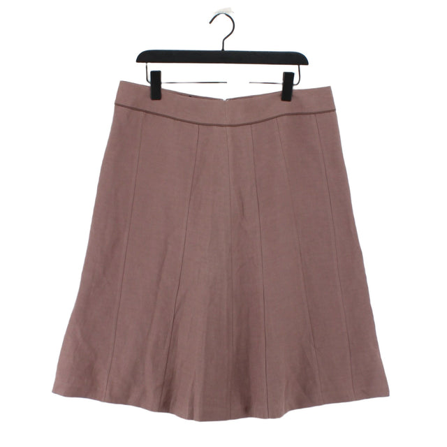 Boden Women's Midi Skirt UK 18 Brown Silk with Linen