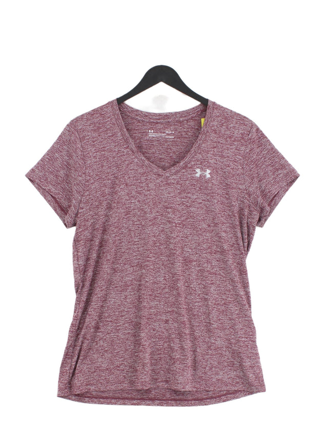 Under Armour Women's T-Shirt L Purple 100% Polyester