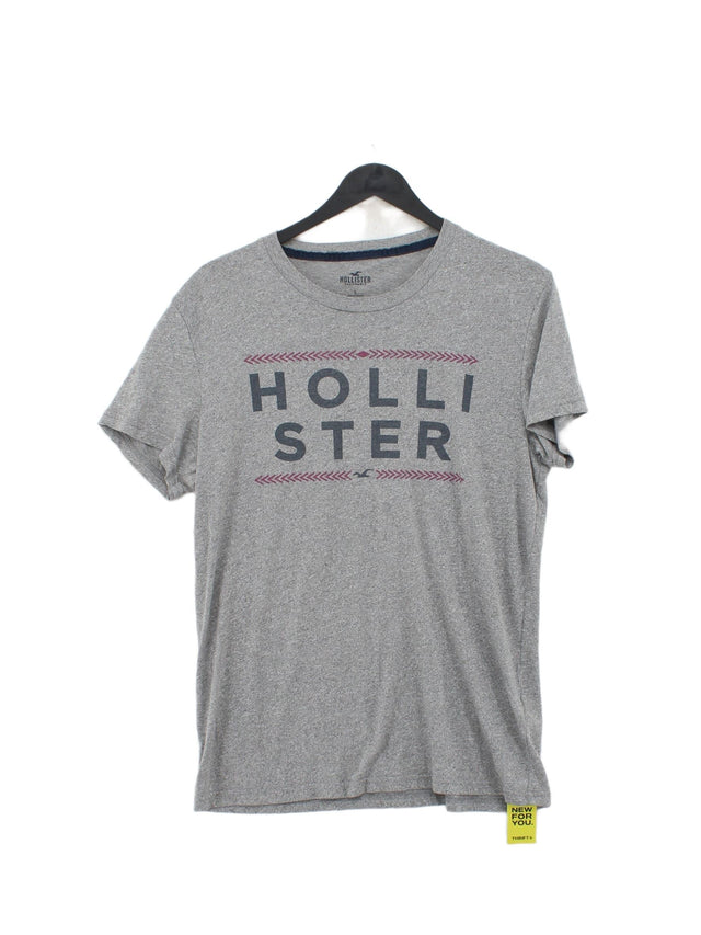 Hollister Women's T-Shirt S Grey Cotton with Polyester