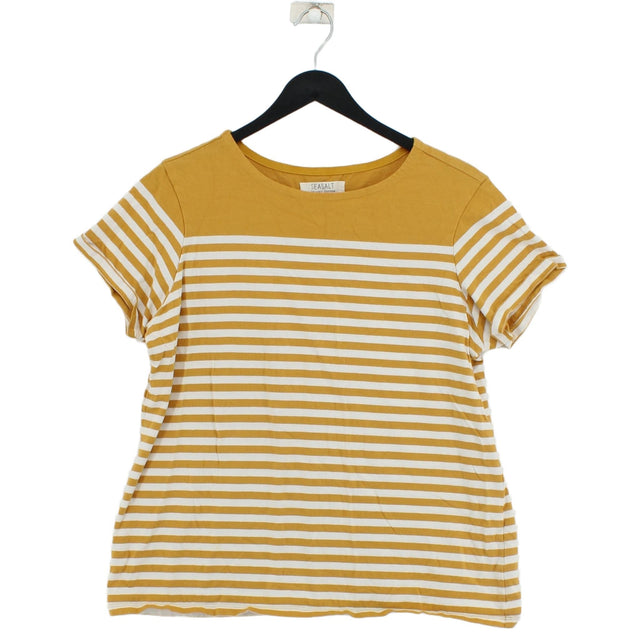 Seasalt Women's T-Shirt UK 16 Yellow 100% Cotton