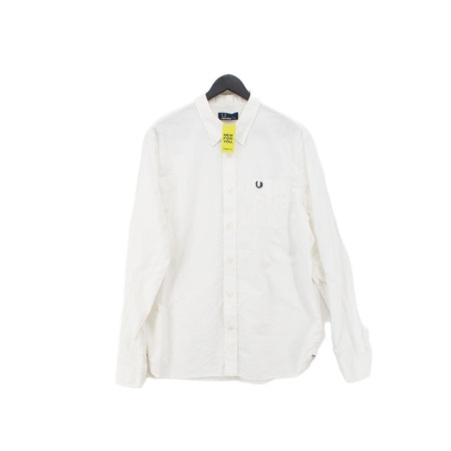 Fred Perry Men's Shirt XL White 100% Cotton