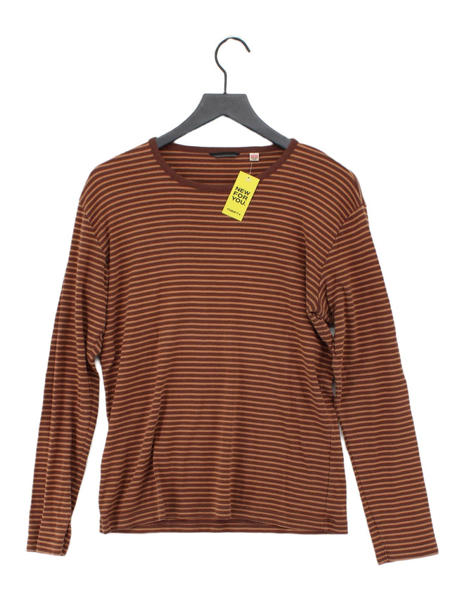 Uniqlo Men's T-Shirt L Brown 100% Cotton
