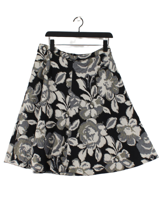 John Rocha Women's Midi Skirt UK 14 Black Polyester with Other, Polyamide