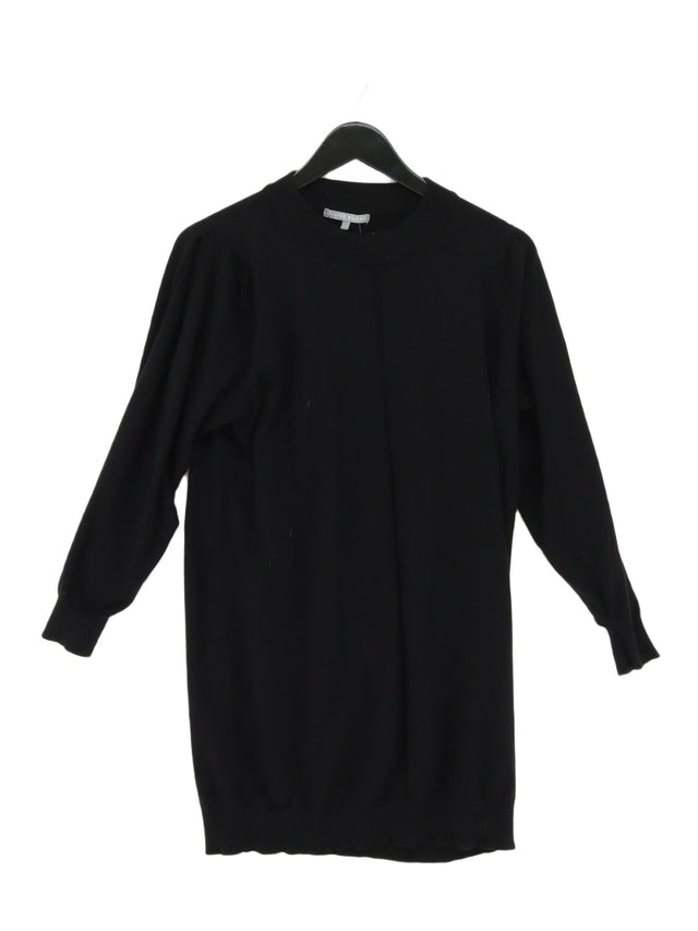 Oliver Bonas Women's Midi Dress UK 10 Black Viscose with Polyamide, Polyester